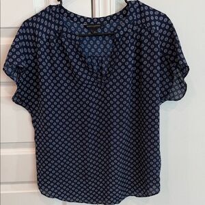 Banana Republic Navy Dot Short Sleeve Blouse